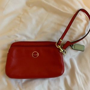Red Coach Cornerzip Wristlet